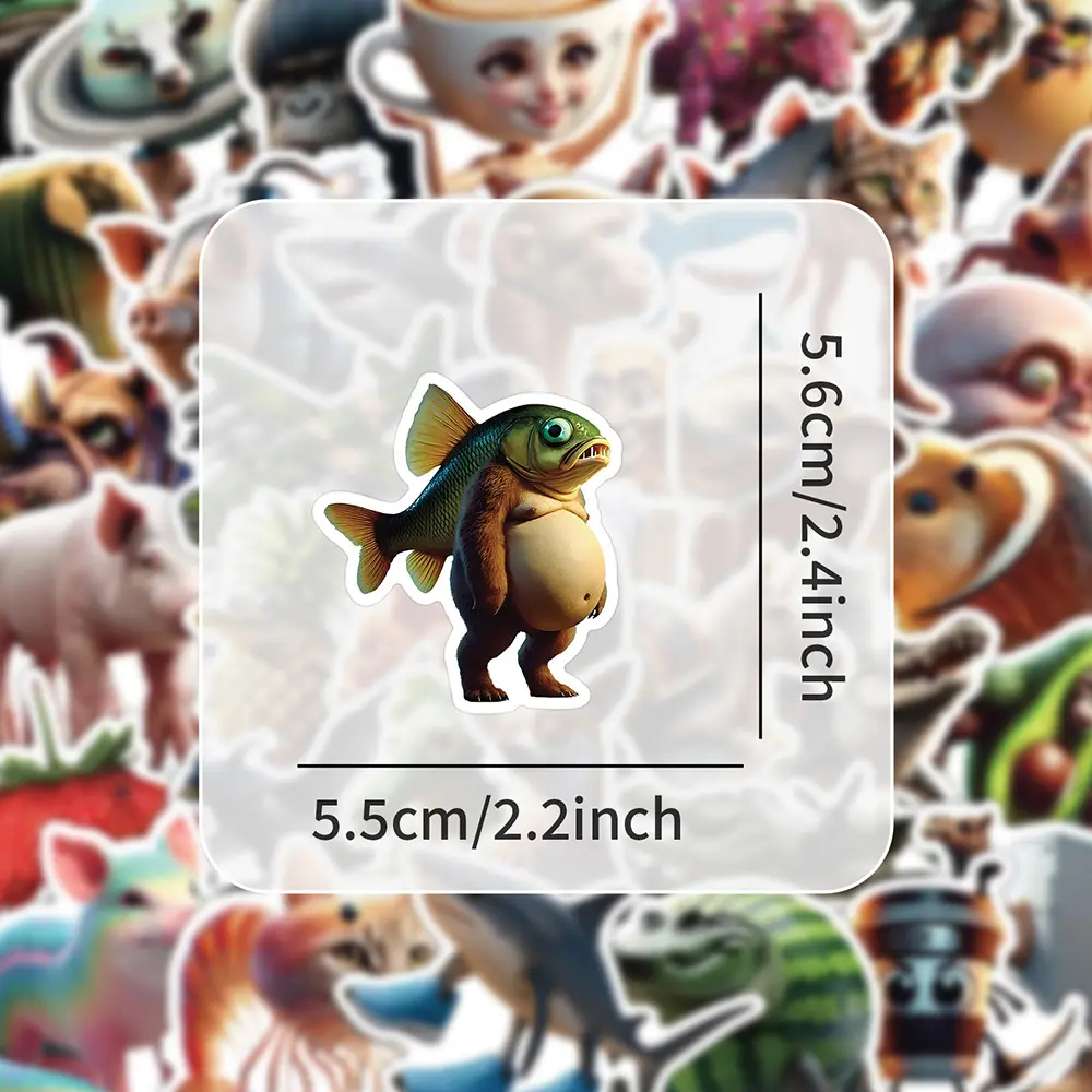 10/30/50PCS Abstract Animal Stickers Tung Tung Sahur Italian Brainrot Animals Cartoon Decal DIY Luggage Phone Cup Guitar Kid Toy