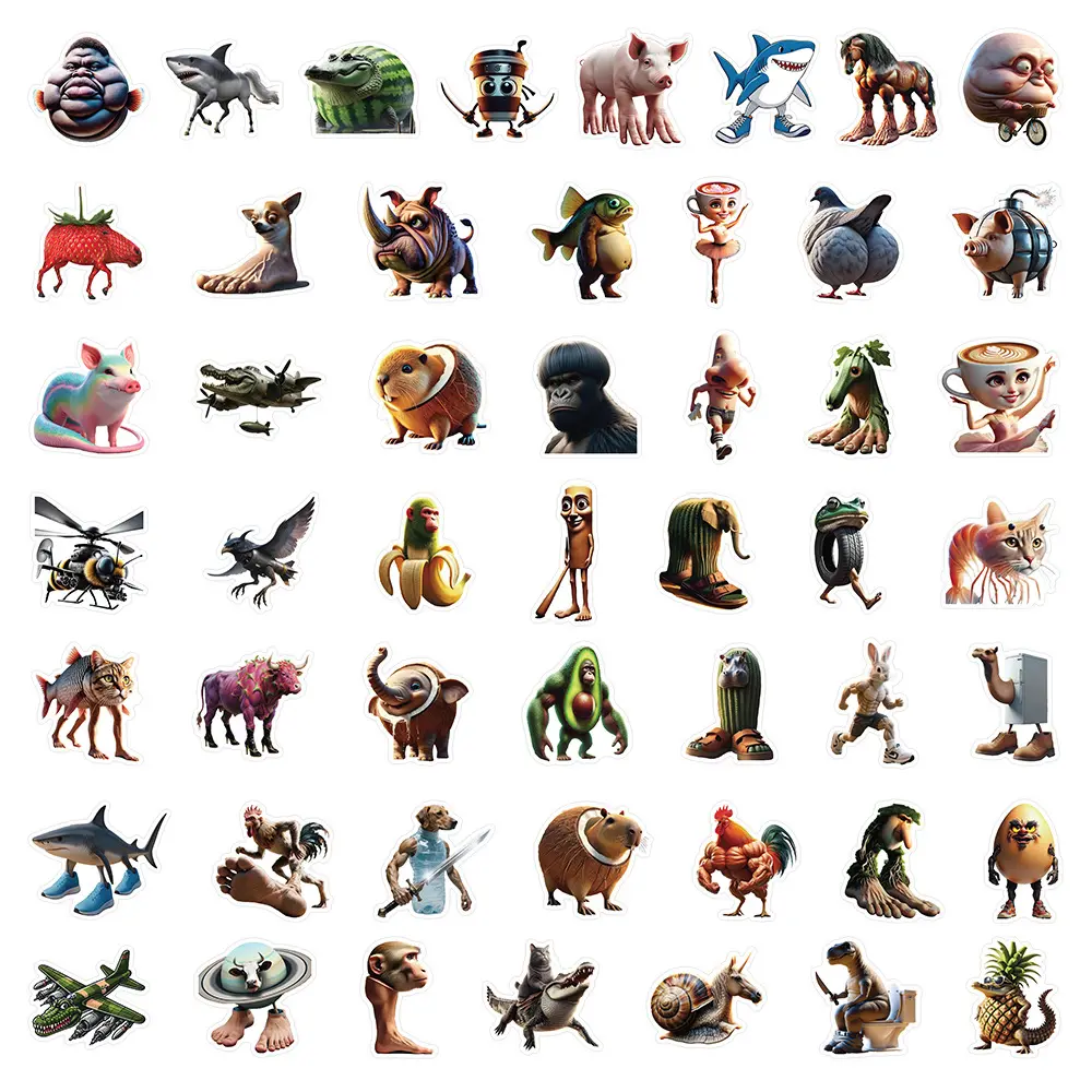 10/30/50PCS Abstract Animal Stickers Tung Tung Sahur Italian Brainrot Animals Cartoon Decal DIY Luggage Phone Cup Guitar Kid Toy