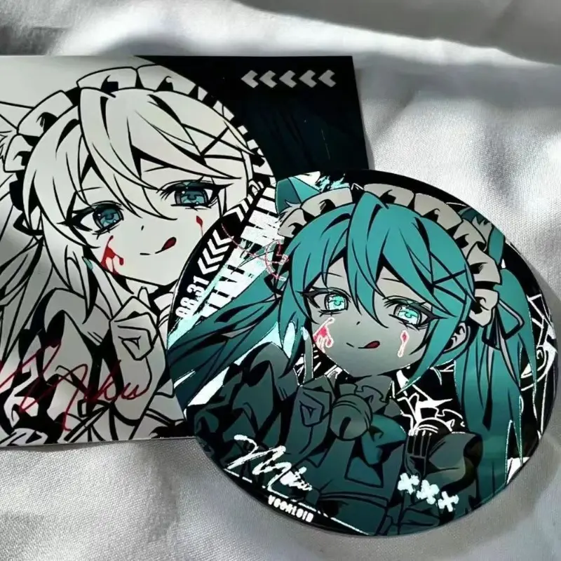3pcs/setHatsune Miku New Badge Anime Peripheral Cute Cartoon Brooch Kawaii DIY Itbag Clothing Accessories Collectible Gifts 75MM