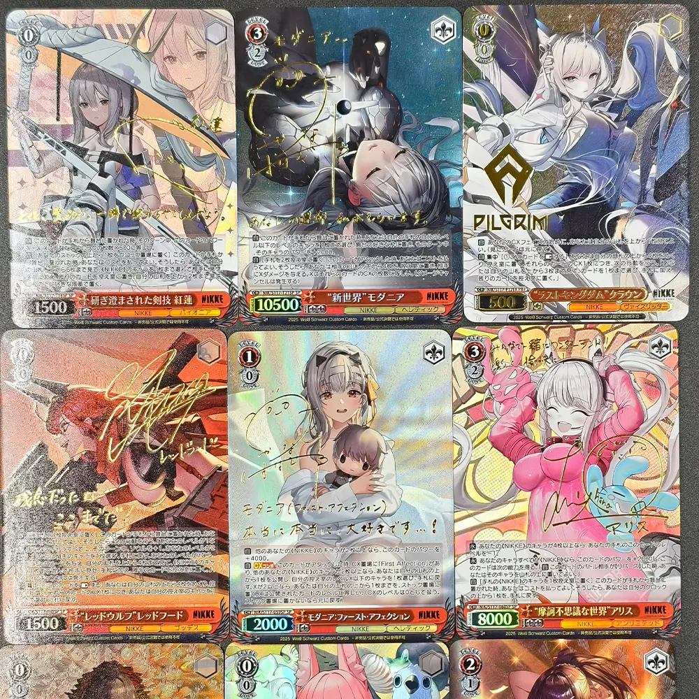 9Pcs/set Nikke The Goddess of Victory Weiss Schwarz Collection Card Marian Honglian Signature Card Texture Refractive Flash Gift