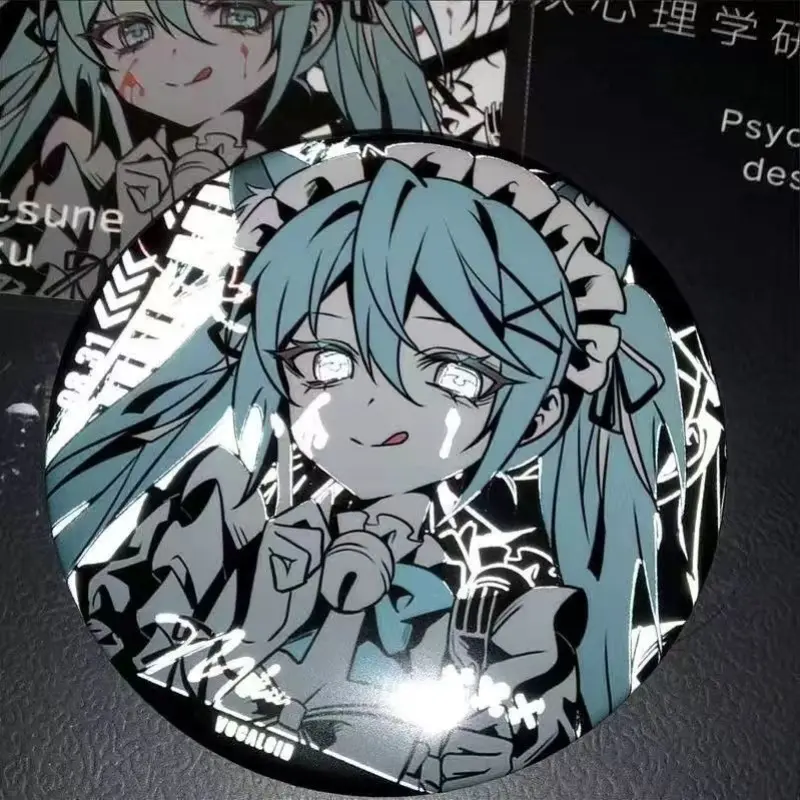 3pcs/setHatsune Miku New Badge Anime Peripheral Cute Cartoon Brooch Kawaii DIY Itbag Clothing Accessories Collectible Gifts 75MM