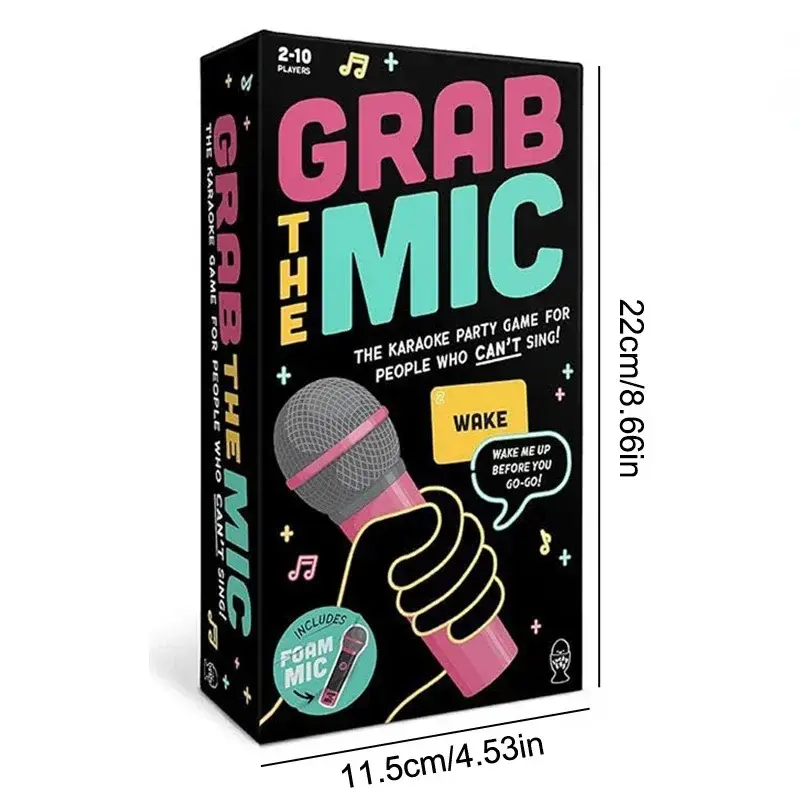 Exciting Grab The Mic The Family Karaoke Game-Board Game For Hilarious Games Night For Bad Singers Birthday Party Kids Gift