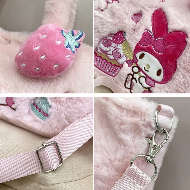 Sanrio Hello Kitty Plush Bag Kuromi Cinnamoroll Shoulder Bag Backpack Tote Bag My Melody Handbag Plushies Storage Bag Gift Girl