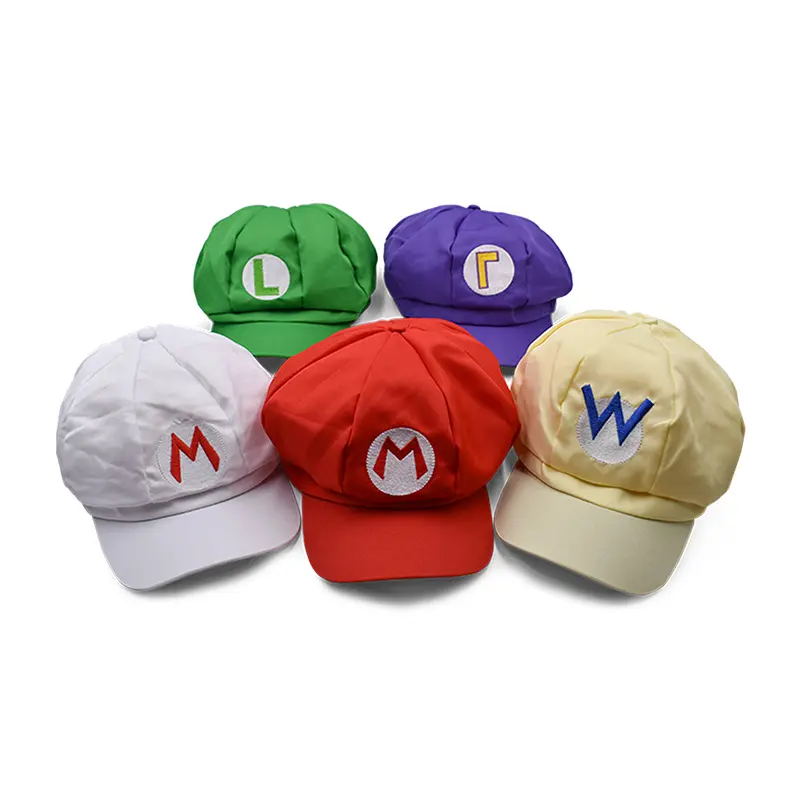 Mario Bros Hat Crown Princess Peach Hat Mushroom Hat Cosplay   Headwear English Letters Embroidered Green Red Baseball Cap