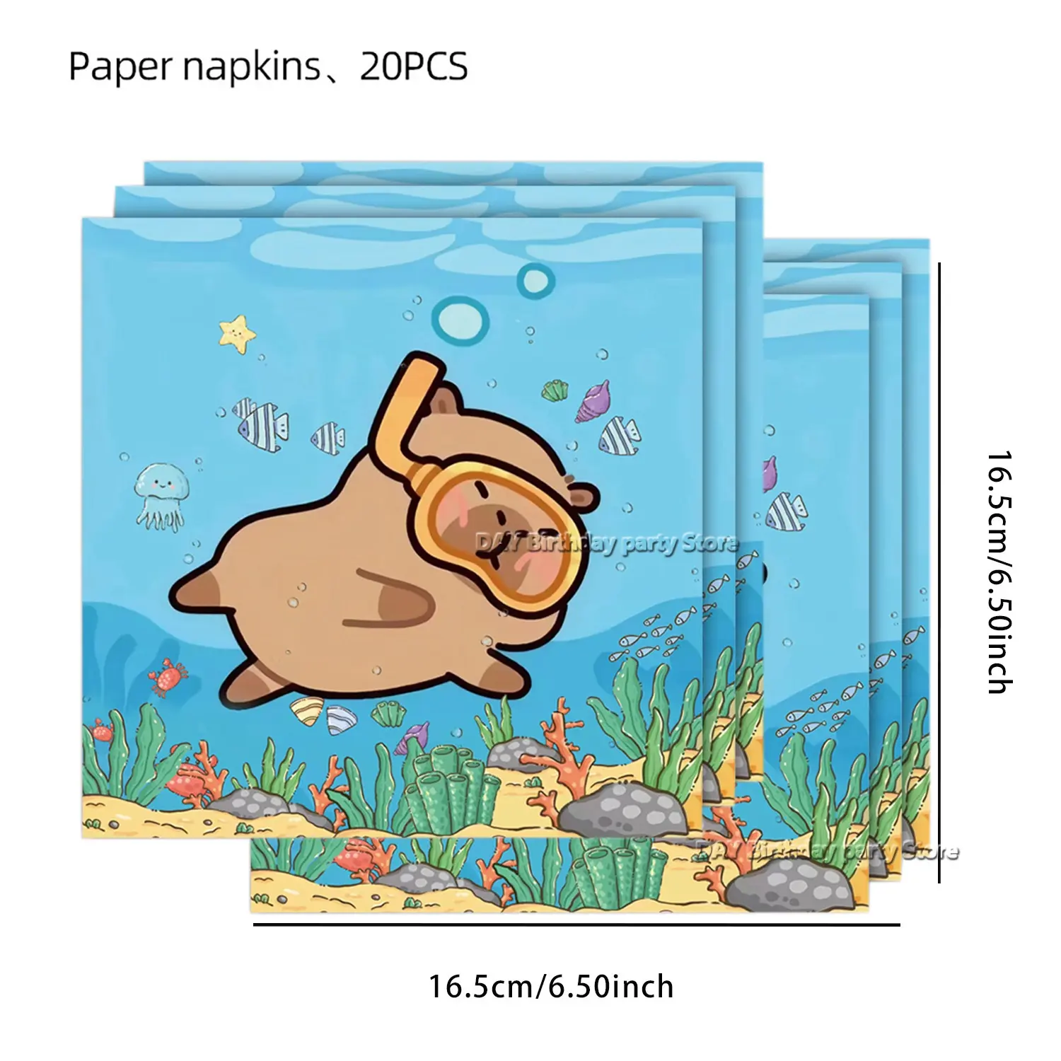 Cartoon Animal Capybara Birthday Party Decoration Disposable Dinnerware Cup Plate Napkin Tablecloth Kids Baby Shower Supplies