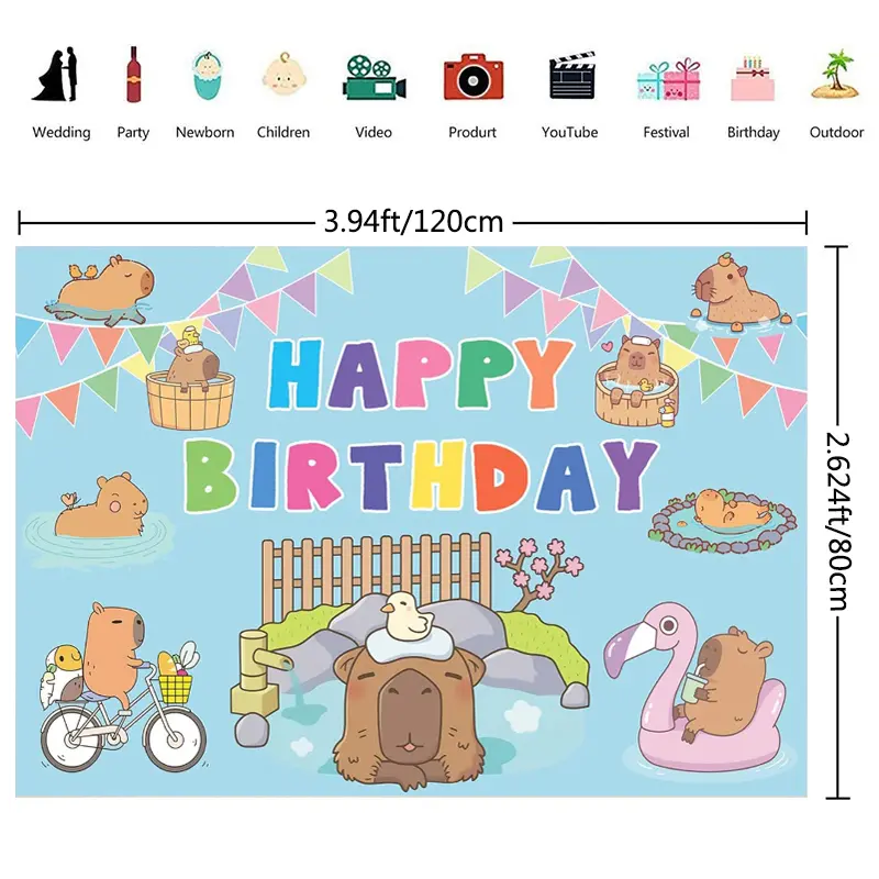 Cartoon Animal Capybara Birthday Party Decoration Disposable Dinnerware Cup Plate Napkin Tablecloth Kids Baby Shower Supplies