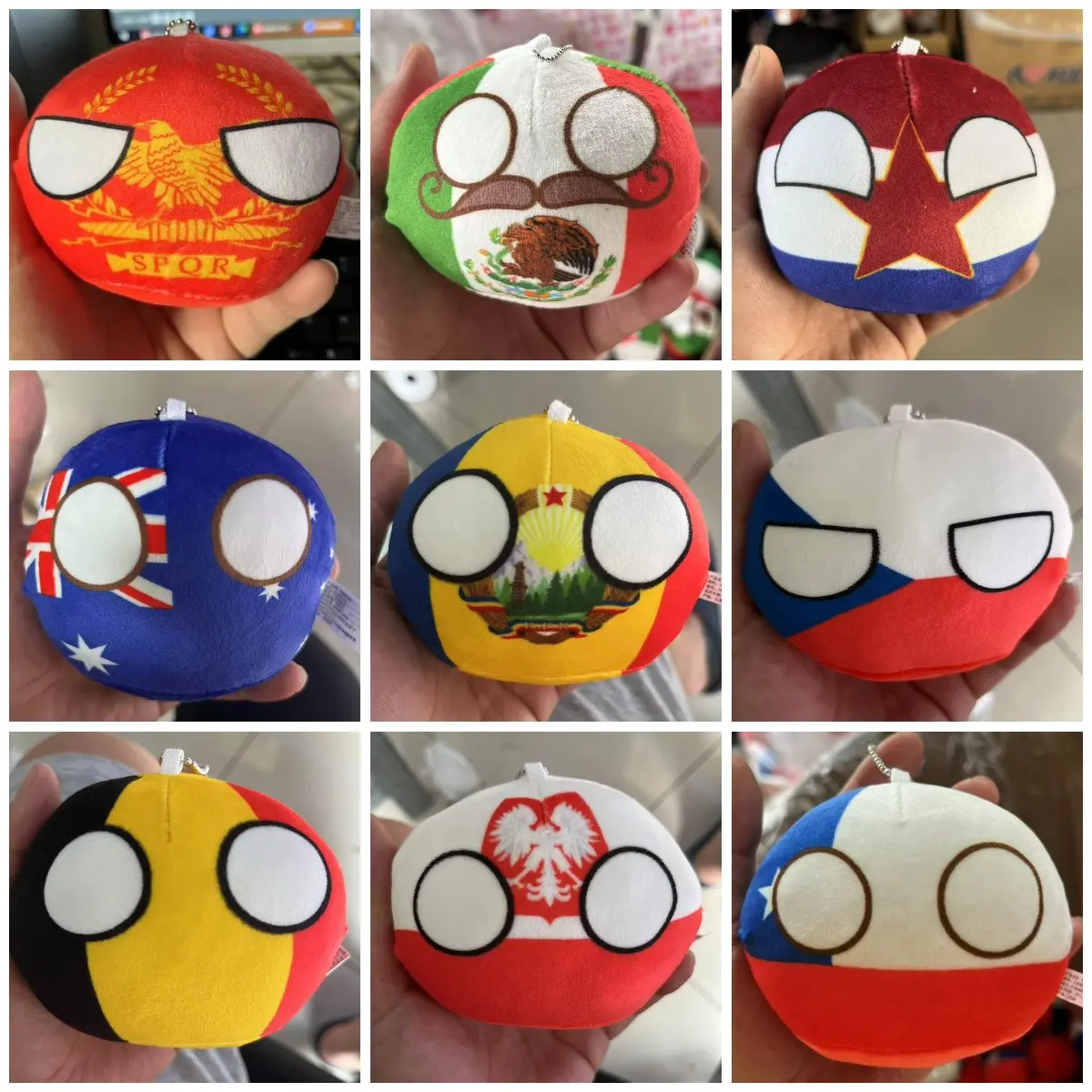 10cm Country Ball 70 styles Plush Toys Polandball Pendant Country Balls Countryball Stuffed Doll Toy Halloween Gifts for Kids