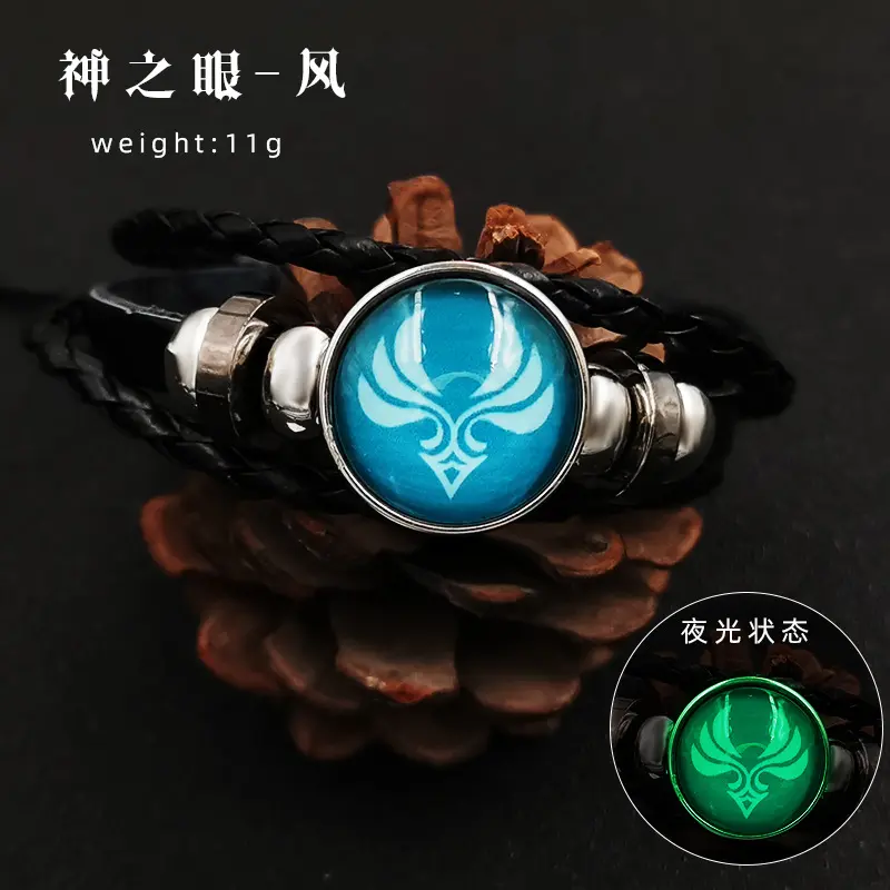 Anime Game Genshin Impact Bracelet Cosplay Prop 7 Element Weapon Eye Of Original God Leather Bracelets Women Men Bangle Jewelry