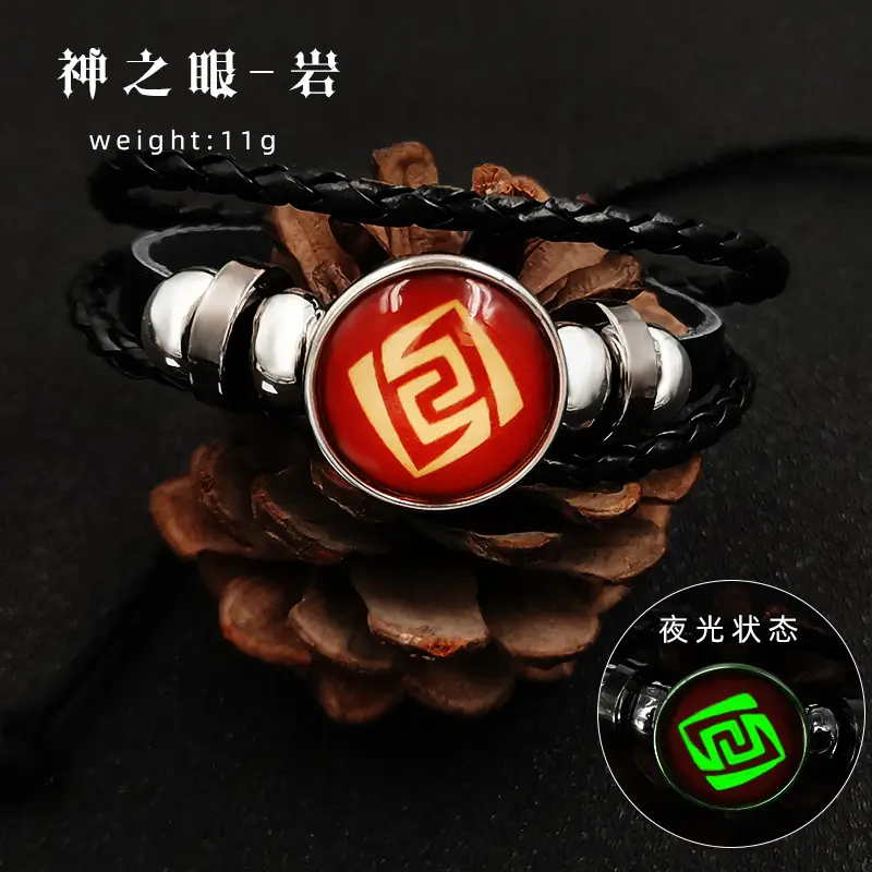 Anime Game Genshin Impact Bracelet Cosplay Prop 7 Element Weapon Eye Of Original God Leather Bracelets Women Men Bangle Jewelry