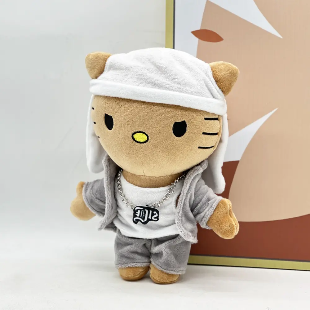 24cm Hello Selena Eminem Plush Doll White Hat Figure Stuffed Toys Cute Cat Boys Girls Birthday Christmas Gift