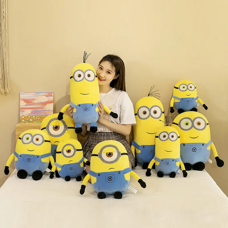 Cute Minions Movie Characters Yellow Plush Toys Bob Stuart In Jeans Soft Dolls Toys & Hobbies Christmas Birthday Gift 1pcs