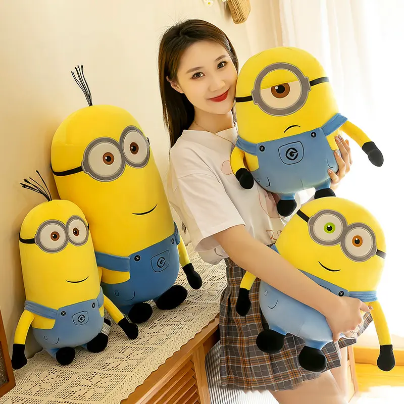 Cute Minions Movie Characters Yellow Plush Toys Bob Stuart In Jeans Soft Dolls Toys & Hobbies Christmas Birthday Gift 1pcs
