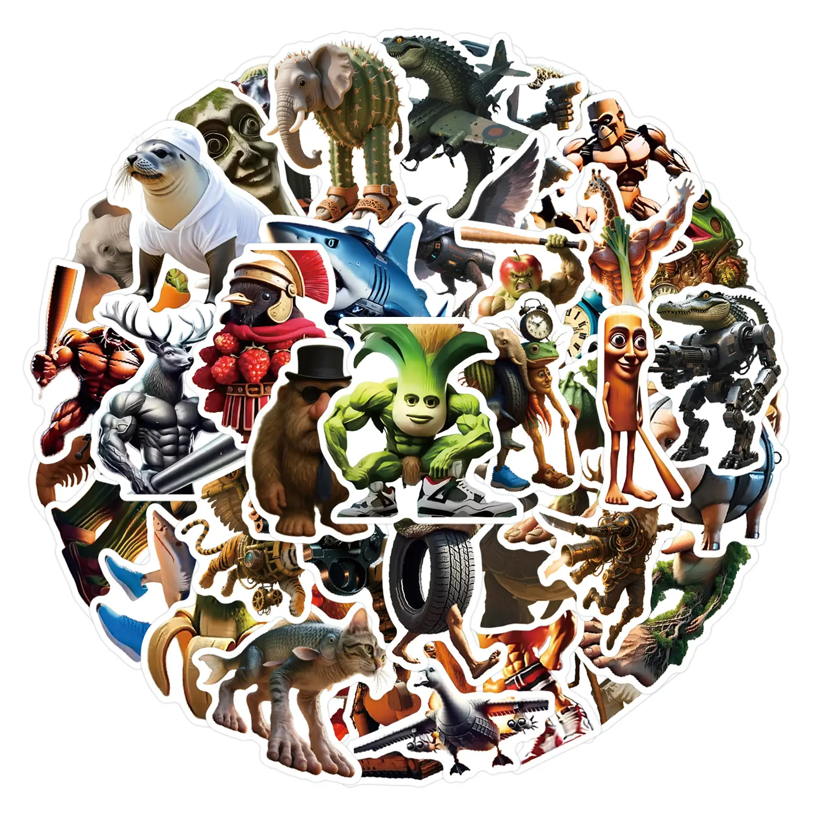 10/50/100PCS Abstract Animal Stickers Italian Brainrot Tung Tung Sahur Animals Doodle Cartoon Decal Kids Toy DIY Suitcase