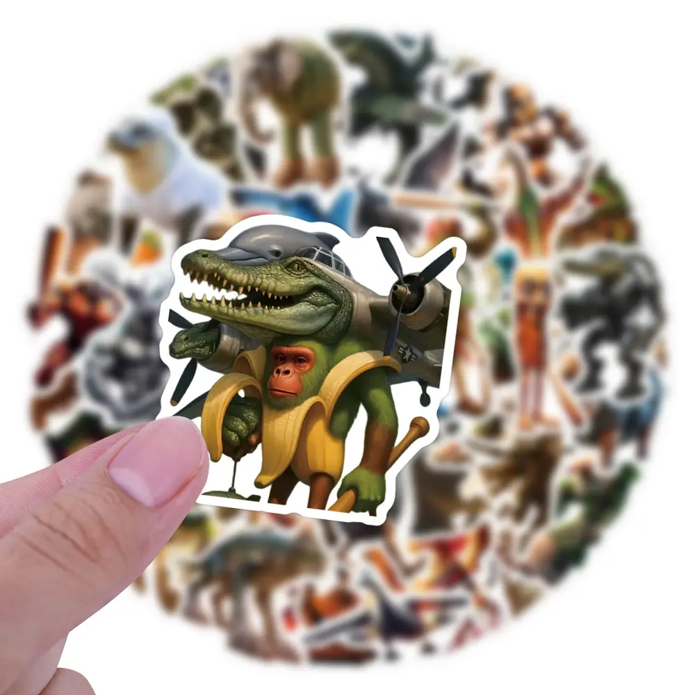 10/50/100PCS Abstract Animal Stickers Italian Brainrot Tung Tung Sahur Animals Doodle Cartoon Decal Kids Toy DIY Suitcase