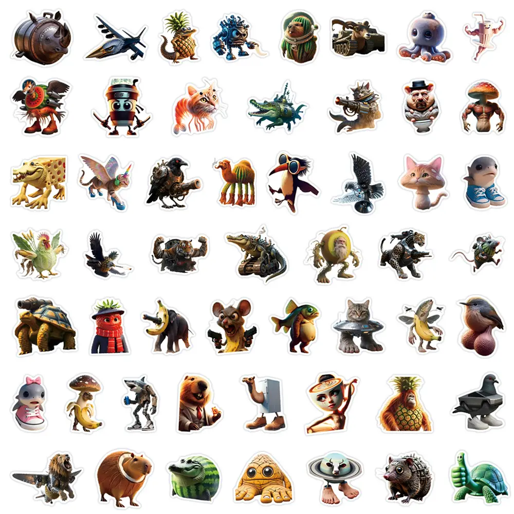 10/50/100PCS Abstract Animal Stickers Italian Brainrot Tung Tung Sahur Animals Doodle Cartoon Decal Kids Toy DIY Suitcase