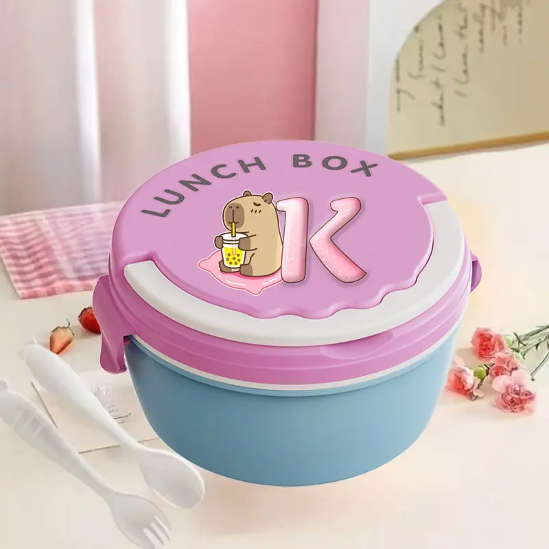Capybara Kawaii Fun Letters A-Z Lunch Box Boy Girl Cartoon Anime Bento Boxs Double Layer Sealed Leak Proof Rice Box Picnic Boxs