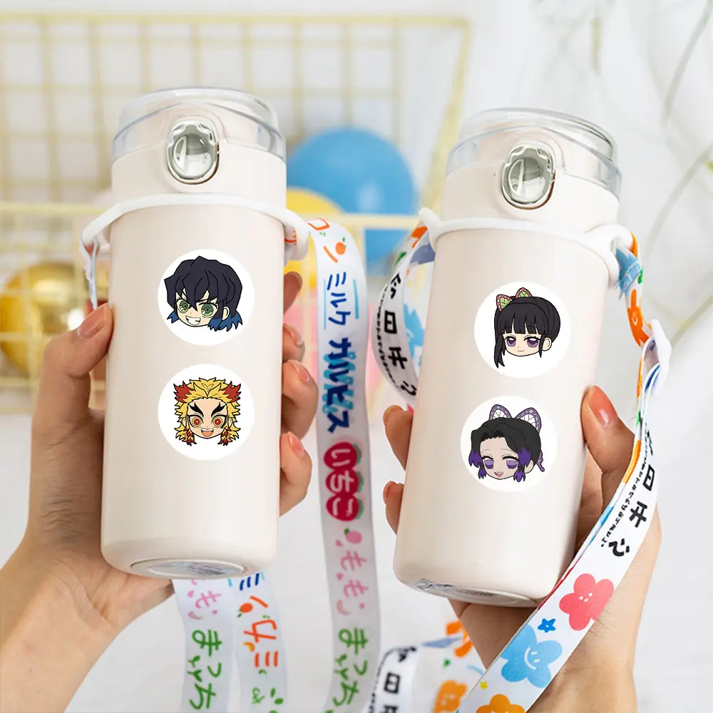 500pcs/Roll Kawaii Demon Slayer DIY Cartoon Stickers Anime Seal Label Decorative Cartoon Kids Party Candy Rolls Stickers Toys