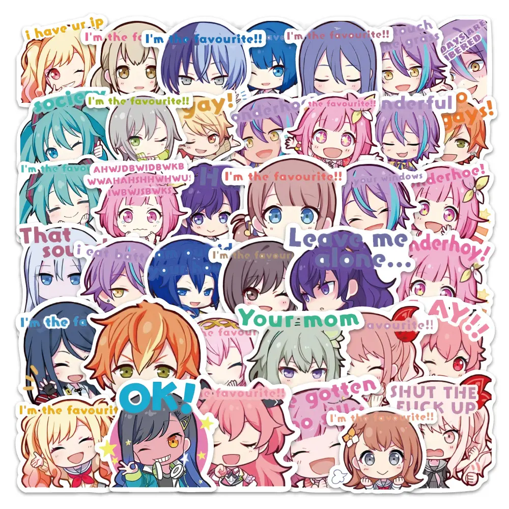 60PCS Project Sekai Graffiti Stickers Music Style Game Cartoon Decals Suitcase Fridge Laptop Guitar Car Bike Decoration Kids Toy