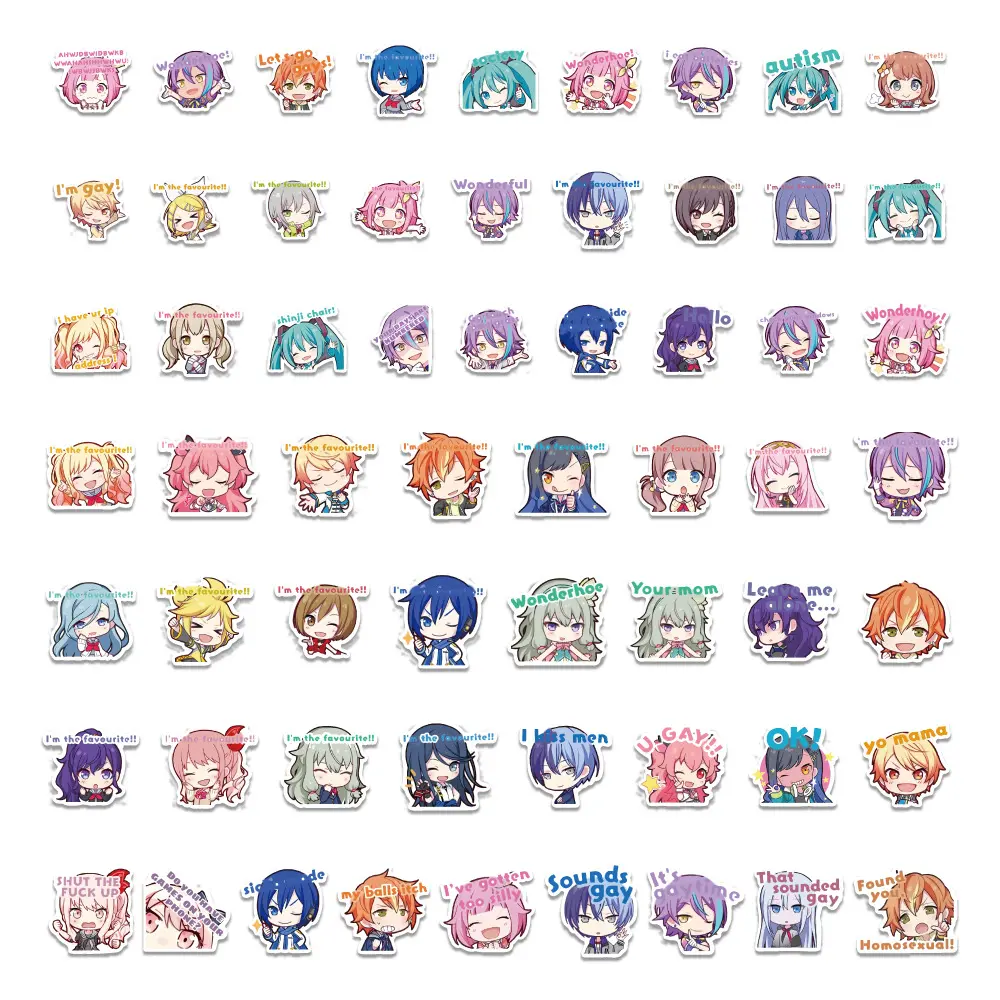 60PCS Project Sekai Graffiti Stickers Music Style Game Cartoon Decals Suitcase Fridge Laptop Guitar Car Bike Decoration Kids Toy