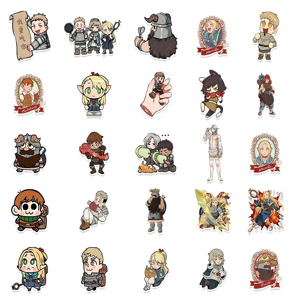 10/30/50pcs Anime Delicious in Dungeon Stickers Kawaii Marcille Laios Cartoon Sticker for Luggage Guitar Suitcase Kid DIY Decals