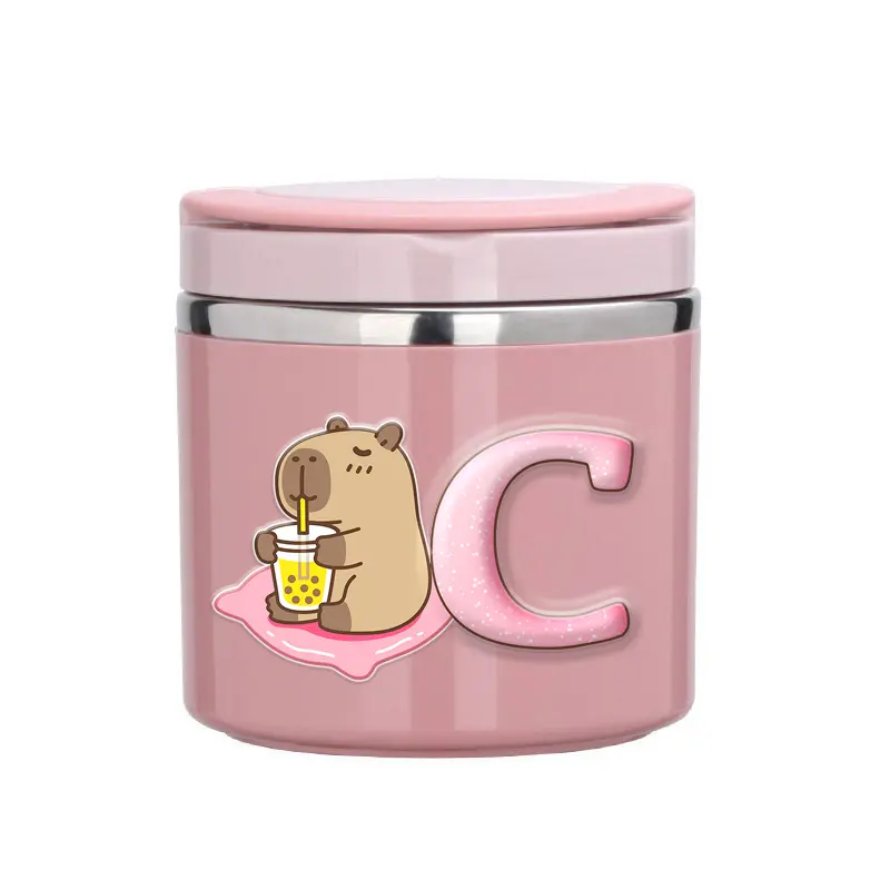 630ML Capybara Boy Girl Food Thermal Jar Insulated Soup Cup Thermos Containers Stainless Steel Lunch Box Anime Bento Lunch Boxs