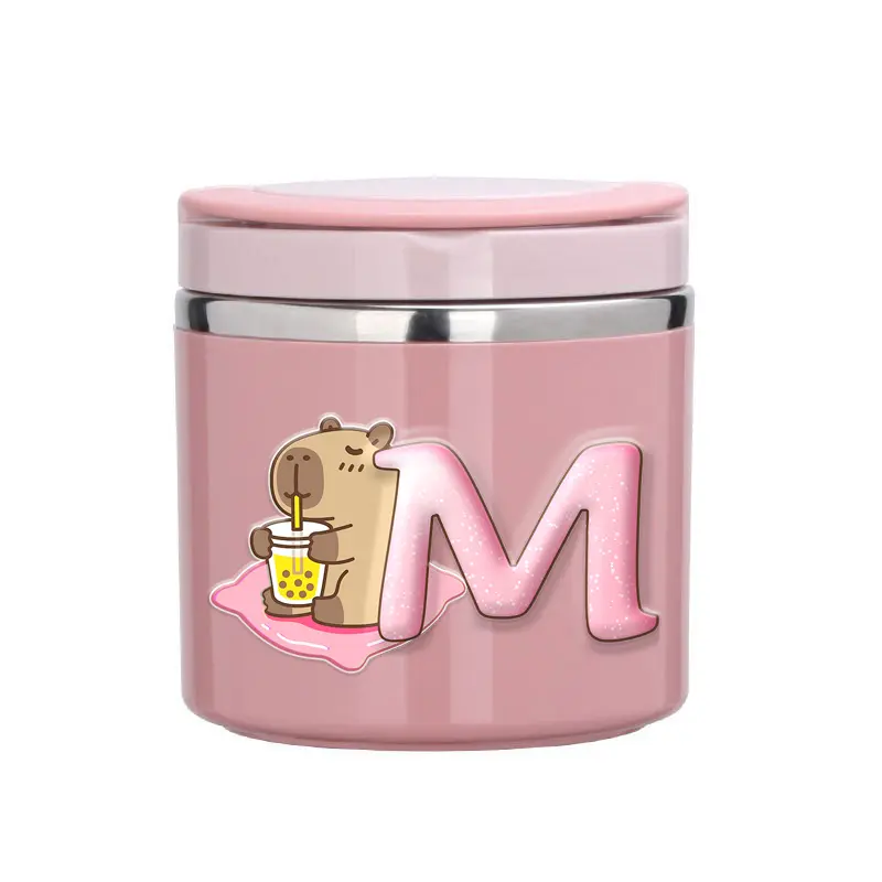 630ML Capybara Boy Girl Food Thermal Jar Insulated Soup Cup Thermos Containers Stainless Steel Lunch Box Anime Bento Lunch Boxs
