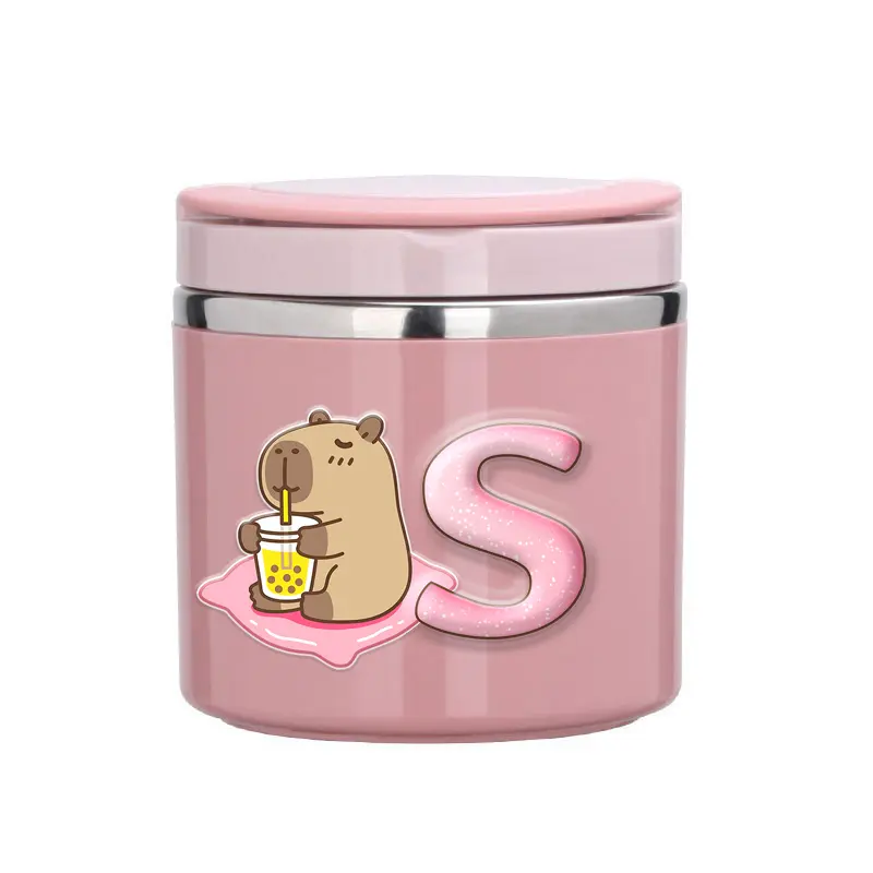 630ML Capybara Boy Girl Food Thermal Jar Insulated Soup Cup Thermos Containers Stainless Steel Lunch Box Anime Bento Lunch Boxs