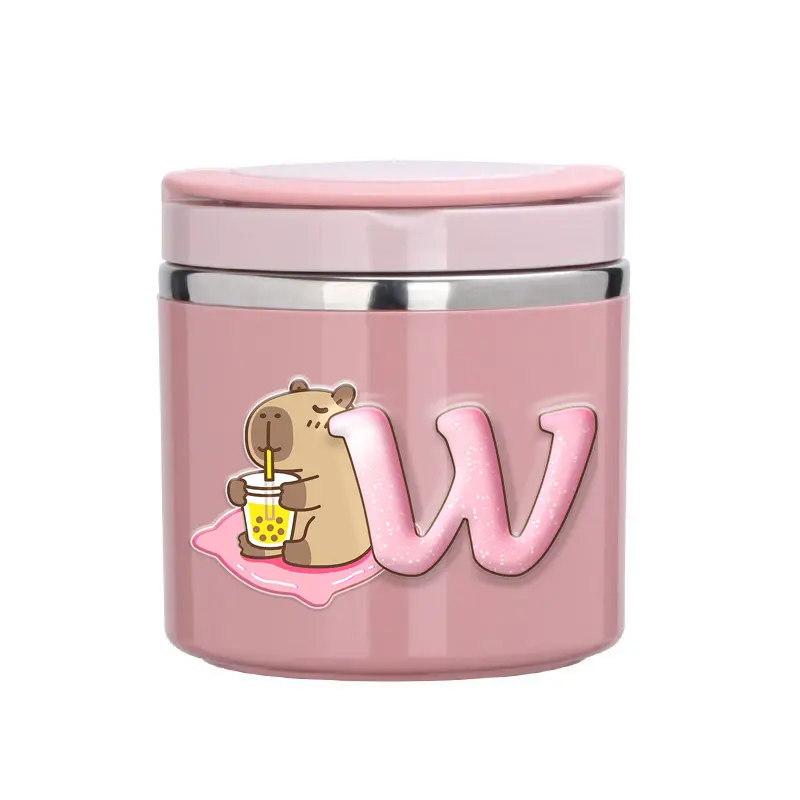 630ML Capybara Boy Girl Food Thermal Jar Insulated Soup Cup Thermos Containers Stainless Steel Lunch Box Anime Bento Lunch Boxs