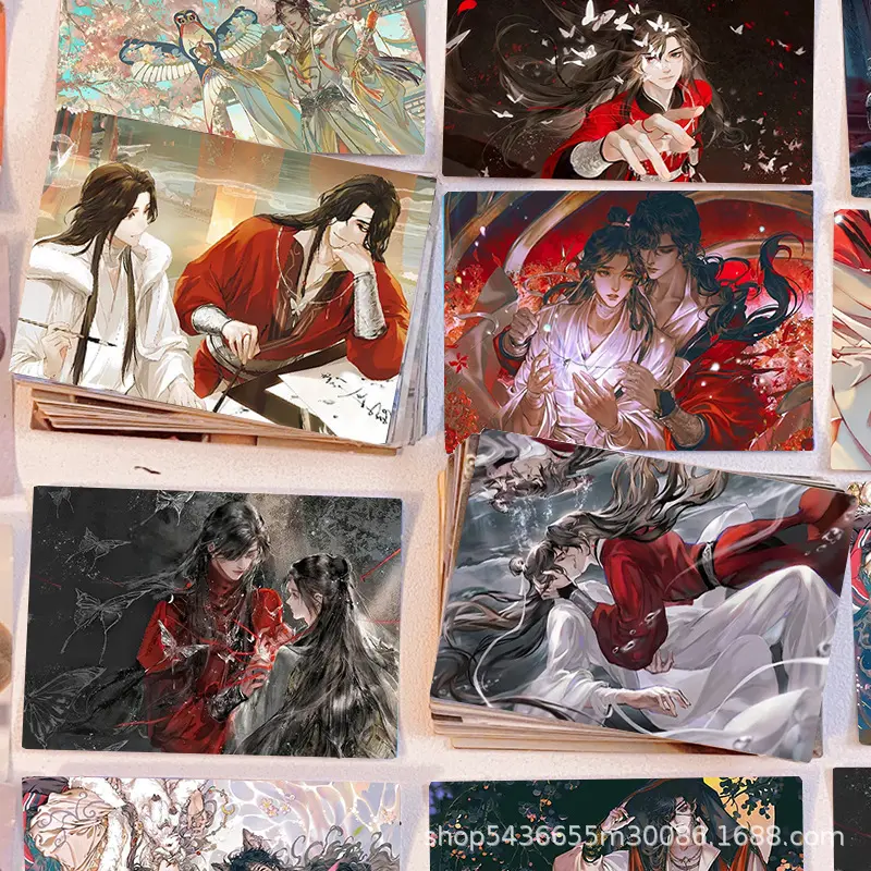 10/64pcs Anime Tian Guan Ci Fu LOMO Card Stickers Xie Lian Hua Cheng HD Sealing Label Decals Wall Desk Stationery Sticker Toys