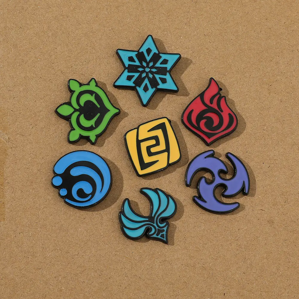 Genshin Impact Vision Enamel Pins Custom Mondstadt Liyue Inazuma Brooch Lapel Badges Cartoon Game Jewelry Gift for Kids Friends