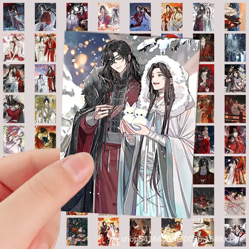 10/64pcs Anime Tian Guan Ci Fu LOMO Card Stickers Xie Lian Hua Cheng HD Sealing Label Decals Wall Desk Stationery Sticker Toys