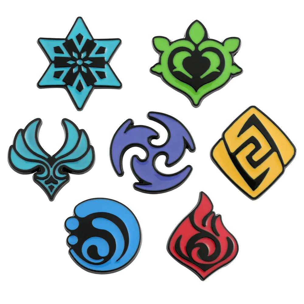 Genshin Impact Vision Enamel Pins Custom Mondstadt Liyue Inazuma Brooch Lapel Badges Cartoon Game Jewelry Gift for Kids Friends