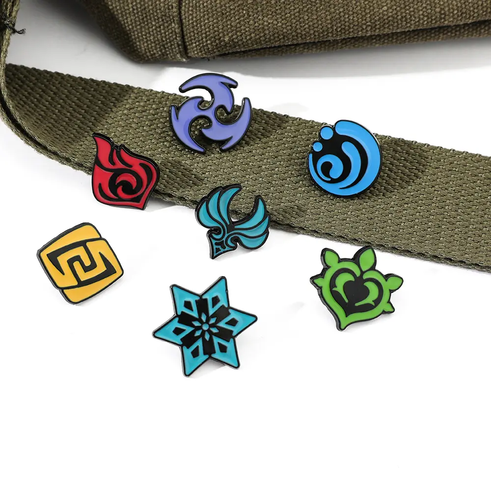 Genshin Impact Vision Enamel Pins Custom Mondstadt Liyue Inazuma Brooch Lapel Badges Cartoon Game Jewelry Gift for Kids Friends