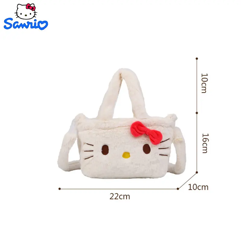 Kawaii Plushie Sanrio Kuromi Bag Kawaii Kt Cinnamoroll Shoulder Bag Cute Melody Stuffed Storage Handbag Birthday Gift for Girl