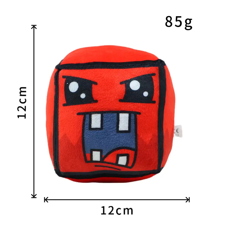 12cm New Halloween Geometry Dash Cube Plush Toys Small Pillow Stuffed Plushie Doll Square Pendant Game Cute Kids Birthday Gift