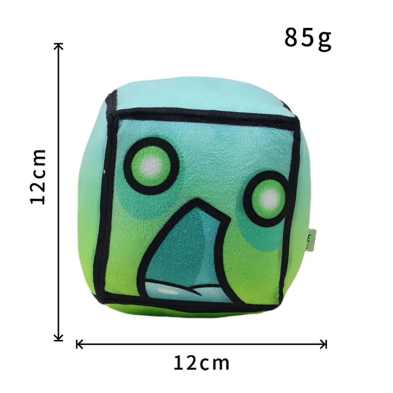 12cm New Halloween Geometry Dash Cube Plush Toys Small Pillow Stuffed Plushie Doll Square Pendant Game Cute Kids Birthday Gift