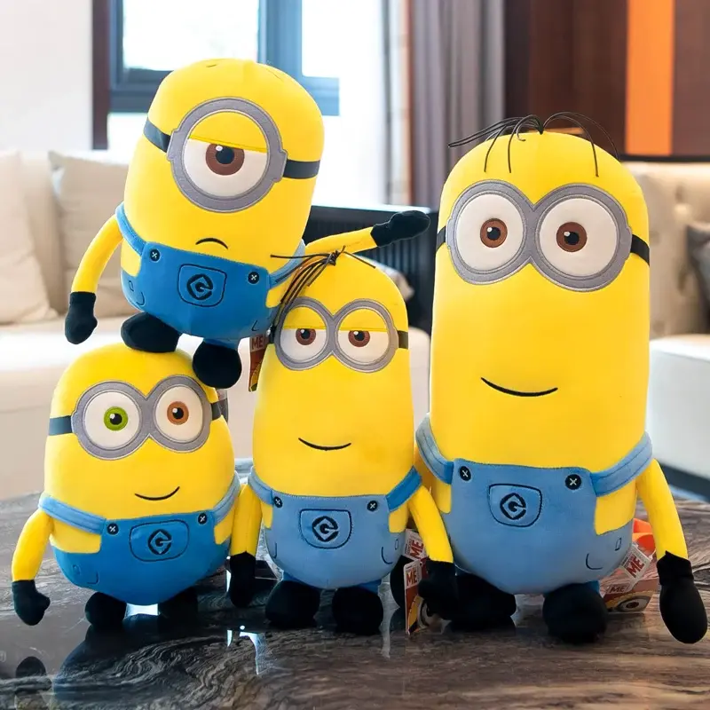 2024Hot Cute Minions Movie Characters Yellow Plush Toys Bob Stuart In Jeans Soft Dolls Toys & Hobbies Christmas Birthday Gifts