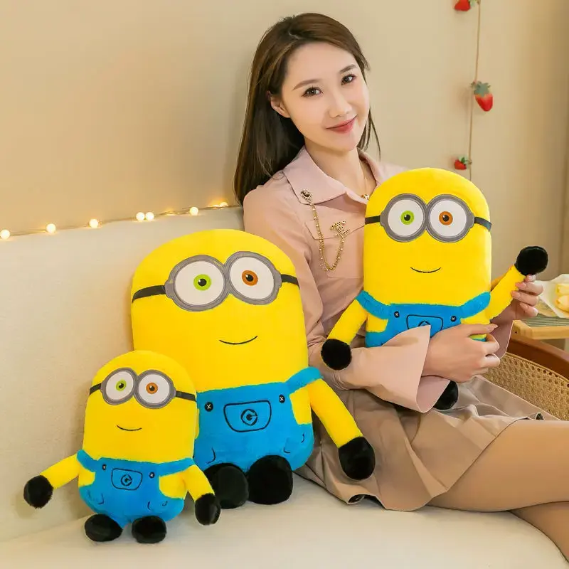 2024Hot Cute Minions Movie Characters Yellow Plush Toys Bob Stuart In Jeans Soft Dolls Toys & Hobbies Christmas Birthday Gifts