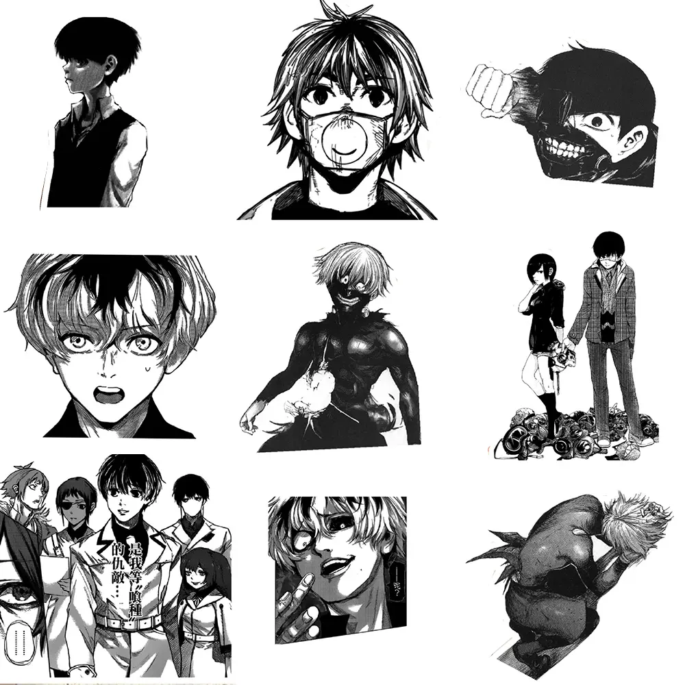 10/30/67pcs Anime Tokyo Ghoul Stickers Cool Cartoon Black White Decals DIY Phone Laptop Skateboard Waterproof Sticker Toys Gift