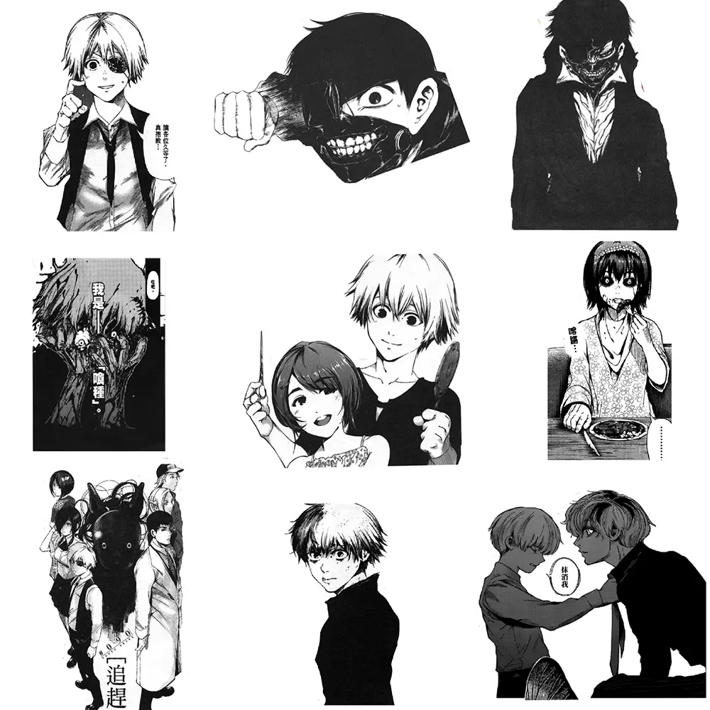 10/30/67pcs Anime Tokyo Ghoul Stickers Cool Cartoon Black White Decals DIY Phone Laptop Skateboard Waterproof Sticker Toys Gift