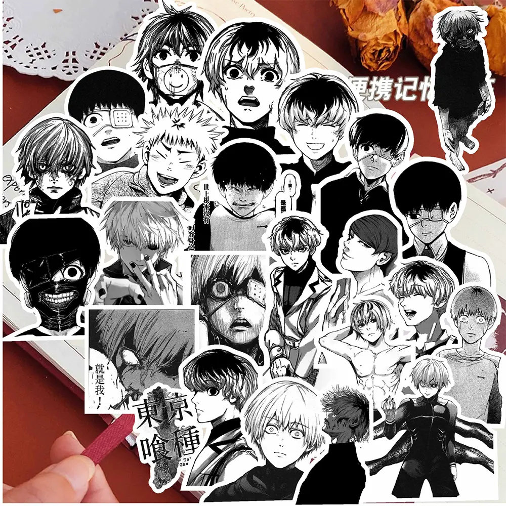 10/30/67pcs Anime Tokyo Ghoul Stickers Cool Cartoon Black White Decals DIY Phone Laptop Skateboard Waterproof Sticker Toys Gift