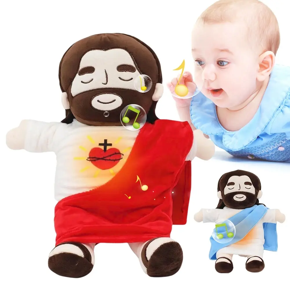 Jesus Plush Toy Baby Soothing Breathing Jesus Doll Four-gear Adjustment Children Music Sleep Companion Holiday Toy Gifts
