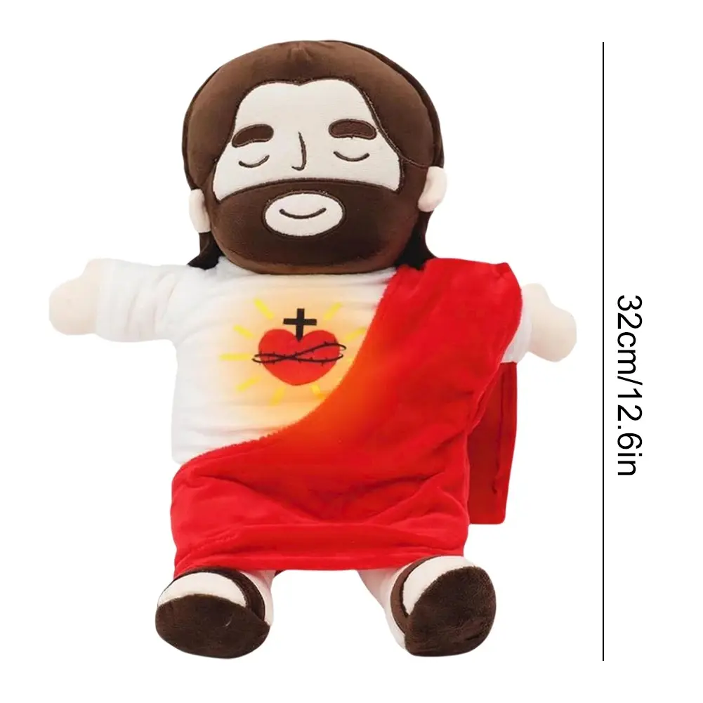 Jesus Plush Toy Baby Soothing Breathing Jesus Doll Four-gear Adjustment Children Music Sleep Companion Holiday Toy Gifts