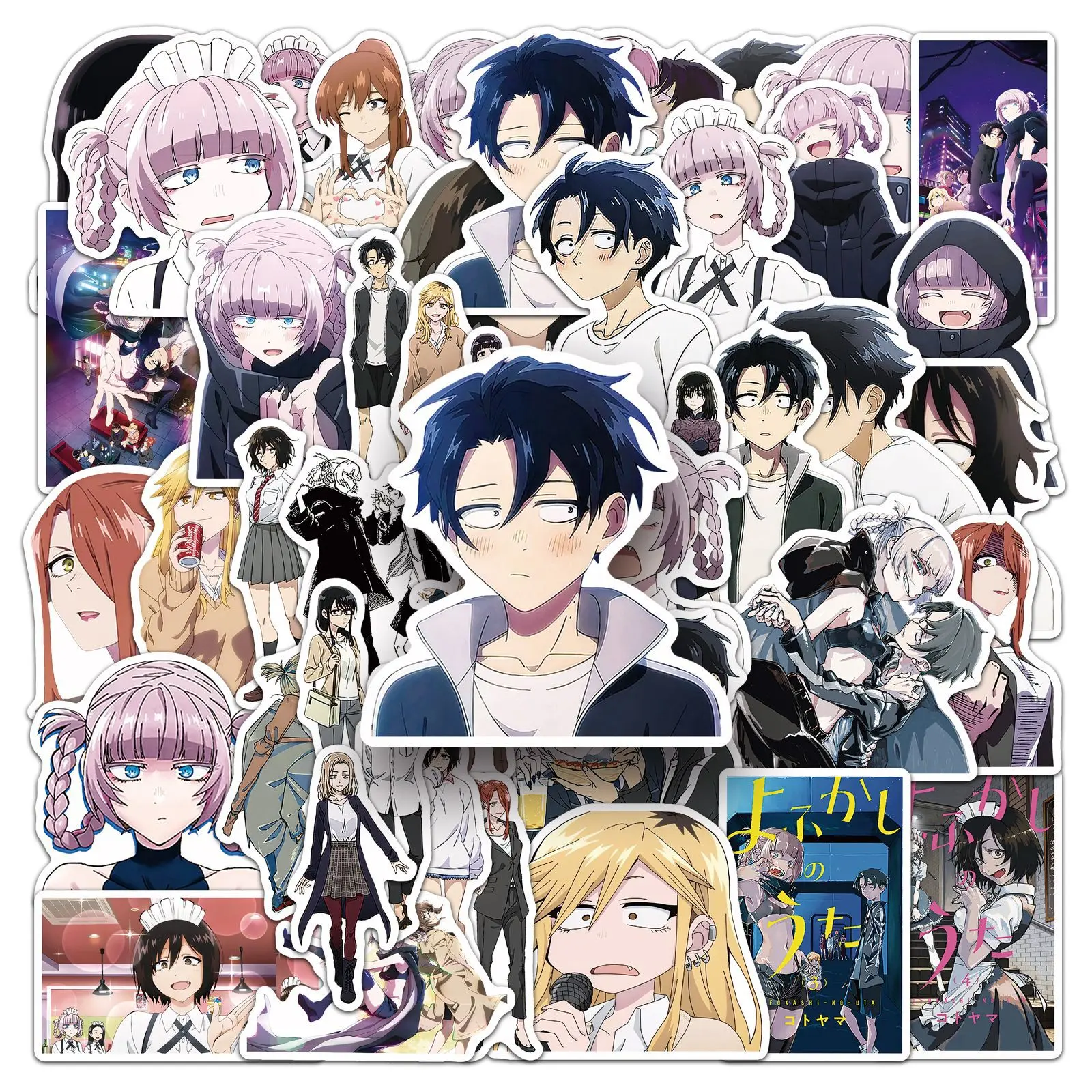10/50PCS All Night Song CALL OF THE NIGHT Japanese comic doodle cartoon Japanese comic decorative waterproof stickers Kids Toy