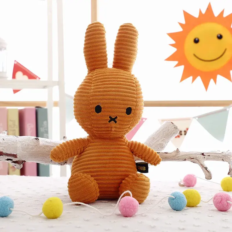 8Inch Kawaii Cute Striped Miffy Rabbit PP Cotton Stuffed Figure Toy Peripheral Doll Christmas Gift for Girls Boys