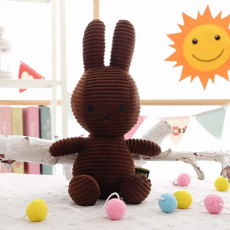 8Inch Kawaii Cute Striped Miffy Rabbit PP Cotton Stuffed Figure Toy Peripheral Doll Christmas Gift for Girls Boys