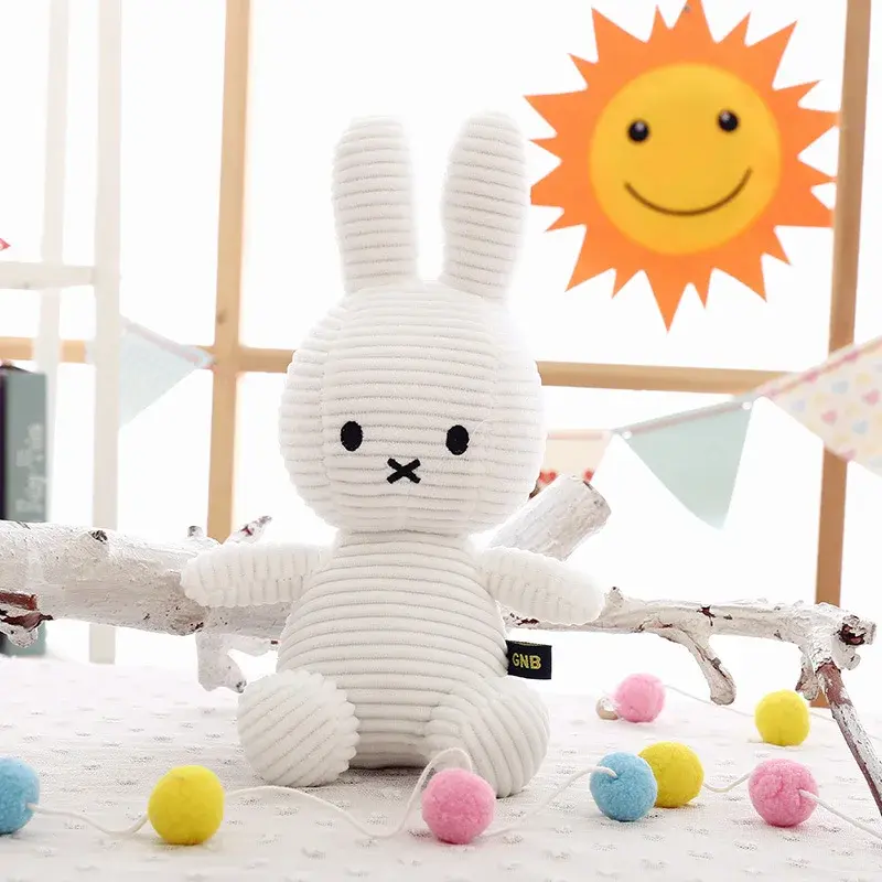 8Inch Kawaii Cute Striped Miffy Rabbit PP Cotton Stuffed Figure Toy Peripheral Doll Christmas Gift for Girls Boys