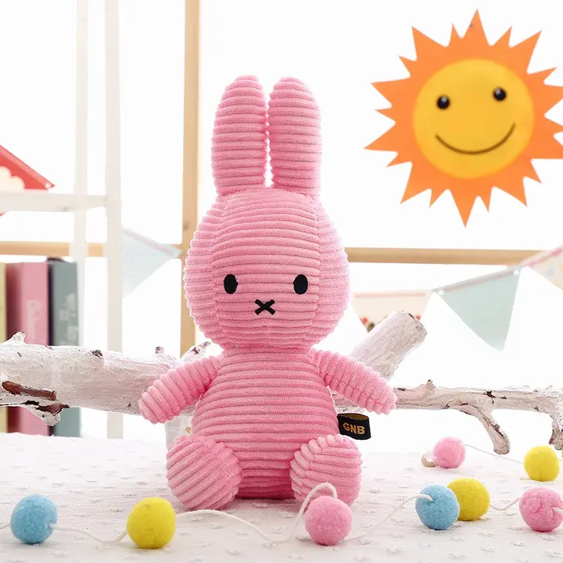 8Inch Kawaii Cute Striped Miffy Rabbit PP Cotton Stuffed Figure Toy Peripheral Doll Christmas Gift for Girls Boys