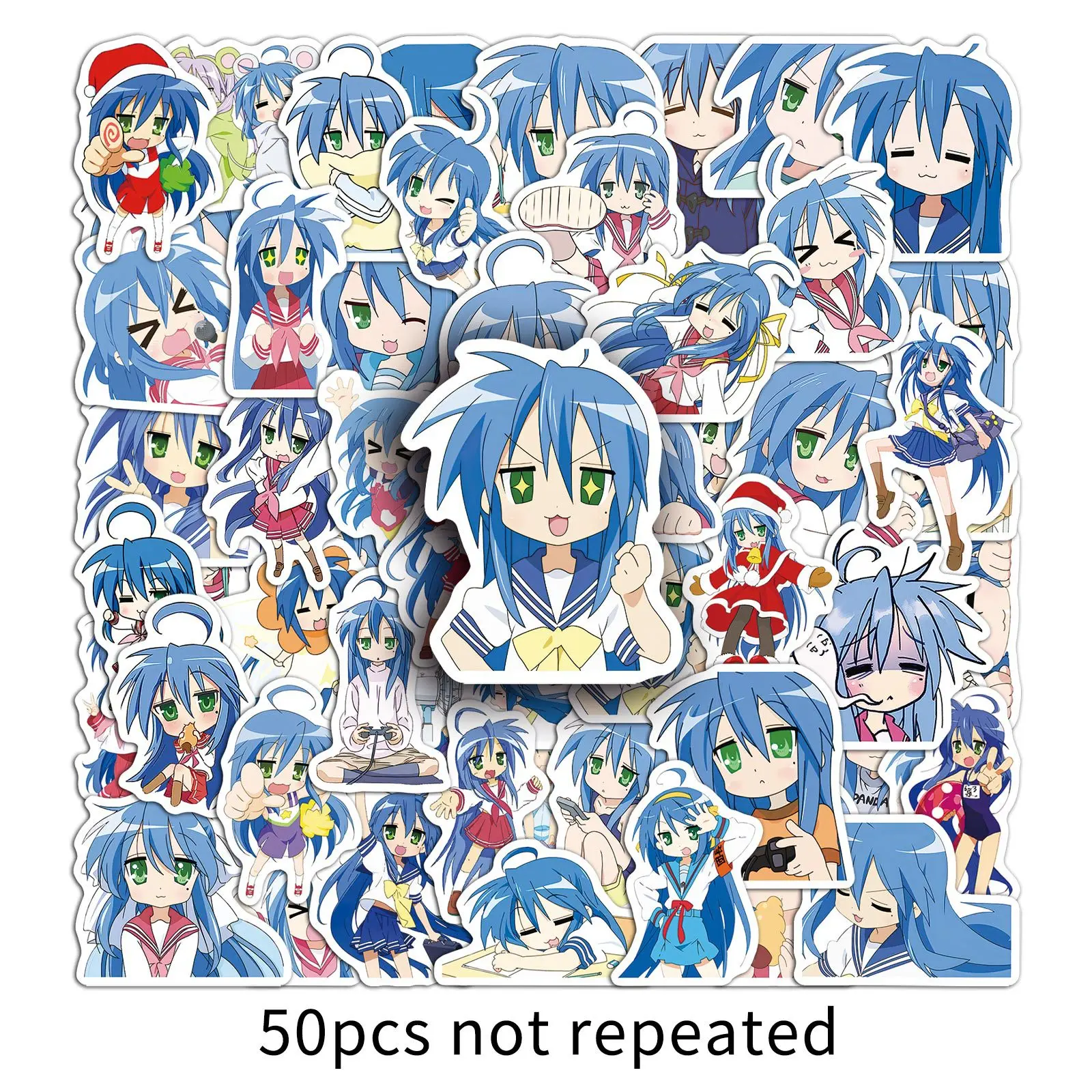10/50PCS Izumi Konata Graffiti Stickers Lucky Star Anime Decal For Guitar Helmet Wardrobe Skateboard Waterproof Sticker Kid Toys