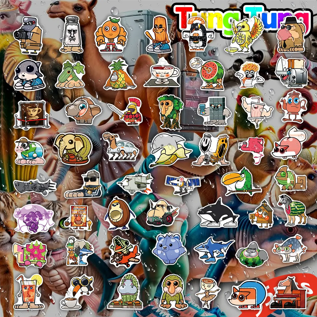 10/30/55PCS Tung Tung Tung Sahur 1Abstract Animal StickersItalian Brainrot Animals Graffiti Cartoon Decal Kids Toy for Guitar